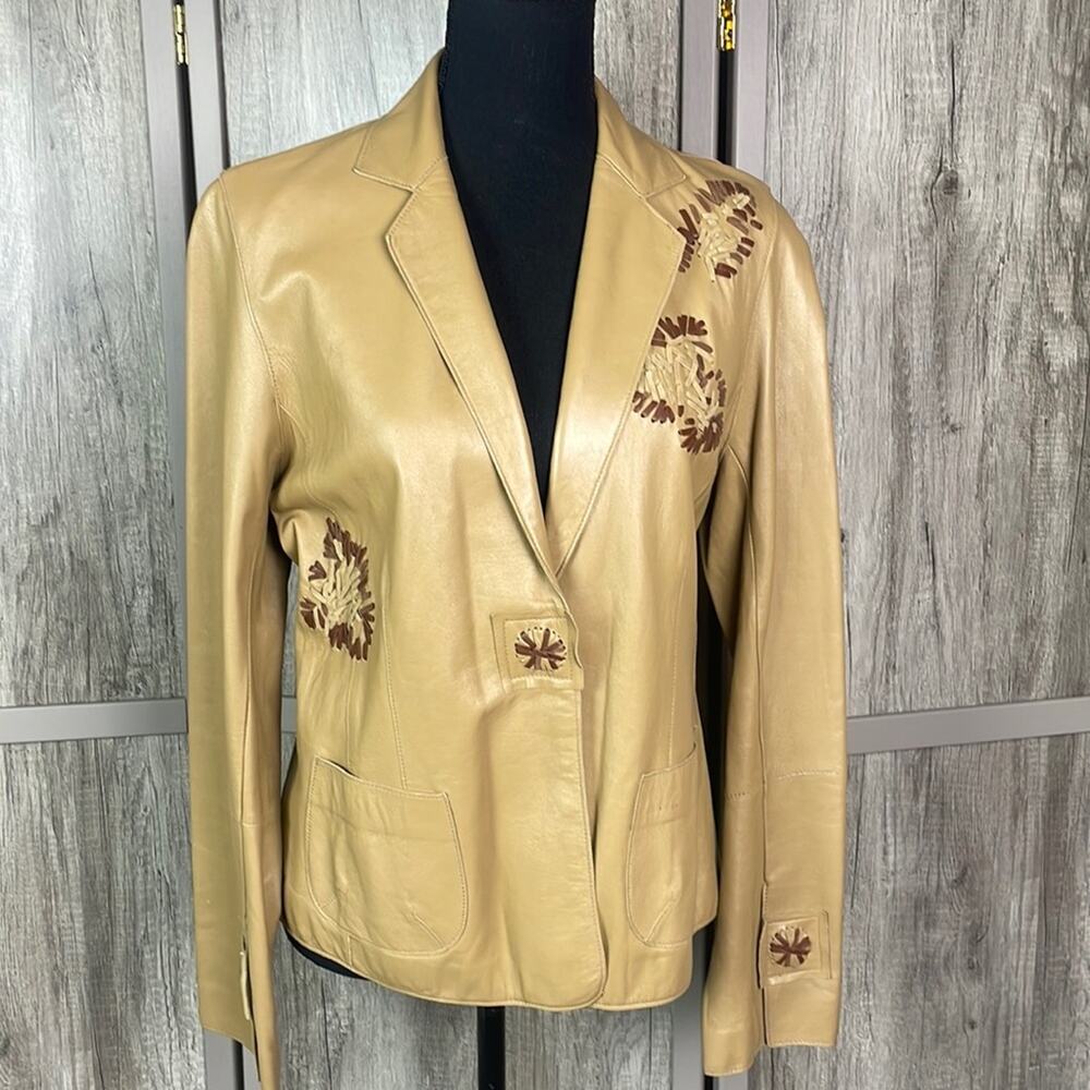Anne Klein retro 70's leather jacket with embellishments women's M